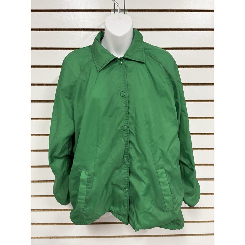 Vintage Green Sears L 100% Shell Nylon Jacket Full Zip Lightweight Outerwear BH
